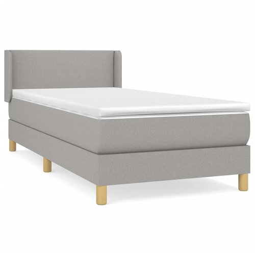 VidaXL Box spring postelja z vzmetnico svetlo siv 100x200 cm blago, (20726441) Slike
