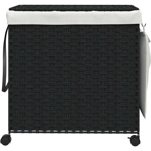 VidaXL Ko&amp;scaron;ara za rublje s kotačima crna 60 x 35 x 60 5 cm od ratana Slike
