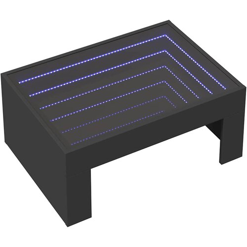  Stolić za kavu s beskonačnim LED svjetlima crni 70x50x30 cm Slike