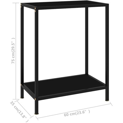 Konzolni stol crni 60 x 35 x 75 cm od kaljenog stakla Slike