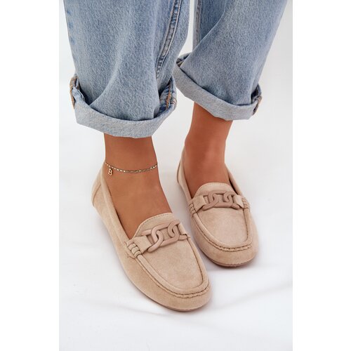 Boto Women's eco suede moccasins with decoration beige Seathra Cene