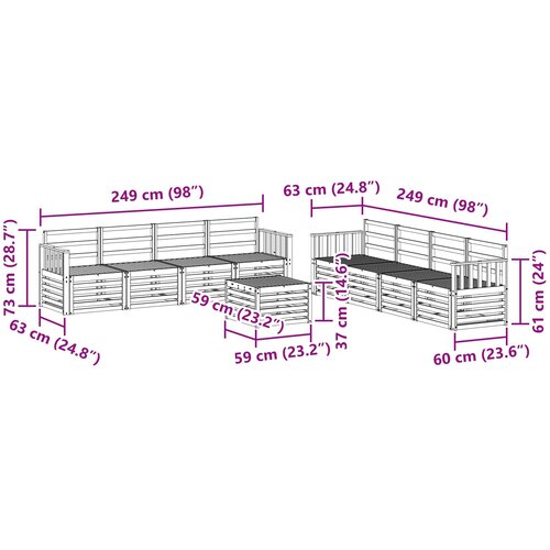  Set vanjskih sofa 9 pcs Bijela 59 x 59 x 37 cm Slike