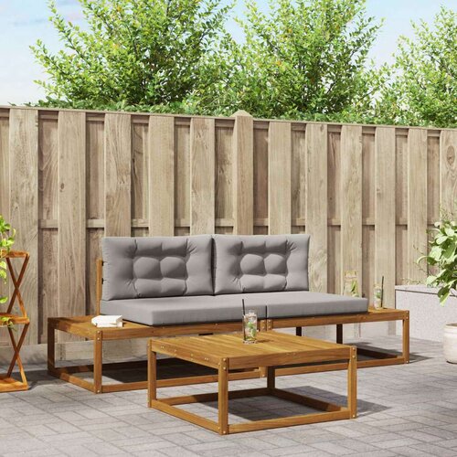  Set vanjskih sofa s jastukom 3 Komad Prirodna i svijetlo siva Cene