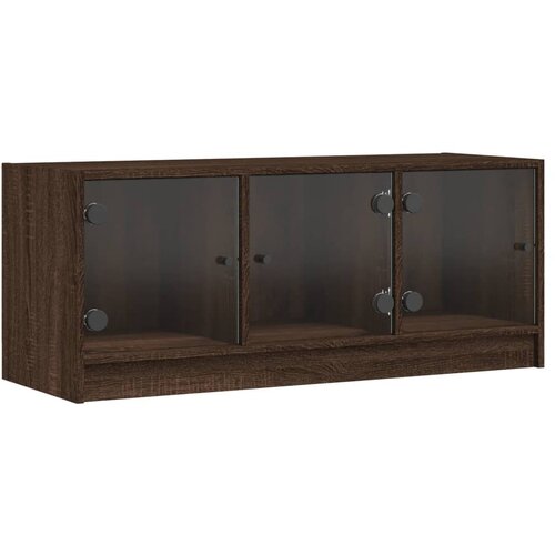 Maison Chic TV omarica - TV stojalo - Televizijska omarica s steklenimi vrati rjavi hrast 102x37x42 cm, (21701936) Cene