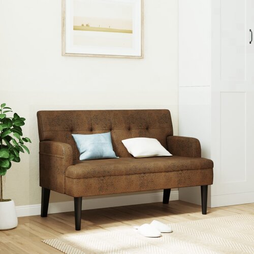 Klupa s naslonom smeđa 112 x 65,5 x 75 cm umjetna bru&scaron;ena koža Cijene