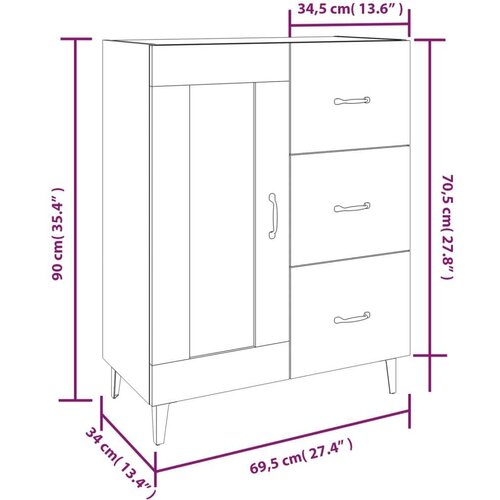  Komoda crna 69 5 x 34 x 90 cm od konstruiranog drva Slike