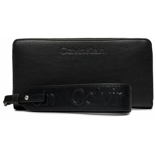 Calvin Klein Velika ženska denarnica Gracie Wallet W/Strap Lg K60K611388 Črna