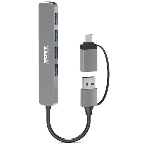 Port Designs HUB USB-C / USB-A vers 4 ports USB-A 3.0 5Gbps Slim Cene