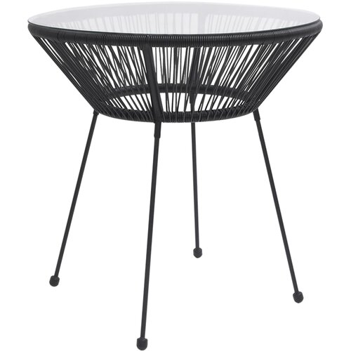 VidaXL Vrtni blagovaonski stol crni &amp;Oslash; 70 x 74 cm od ratana i stakla Slike