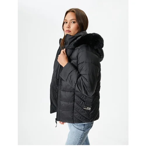 Koton Short Puffer Jacket with Belt and Removable Hood