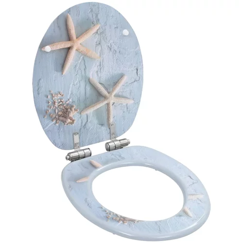 vidaXL Deska za WC školjko počasno zapiranje MDF dizajn morske zvezde