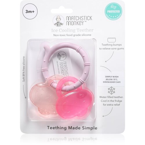 Matchstick monkey Cooling Teether grickalica za bebe sa učinkom hlađenja Pink/ Dusty Pink 3m+ 1 kom Cene