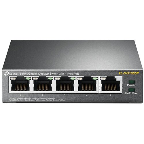 Tp-link TL-SG1005P 5-Port Gigabit Unmanaged Switch with 4-Port PoE+, 802.3af/at PoE+, 65W PoE Power supply, 802.1p/DSCP QoS for Traffic Prioritization Cijene