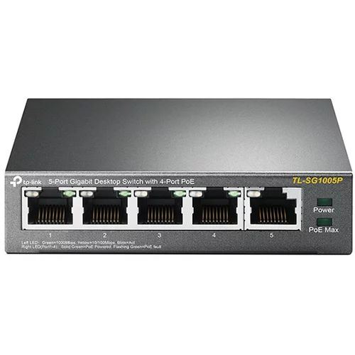 Tp-link TL-SG1005P 5-Port Gigabit Unmanaged Switch with 4-Port PoE+, 802.3af/at PoE+, 65W PoE Power supply, 802.1p/DSCP QoS for Traffic Prioritization