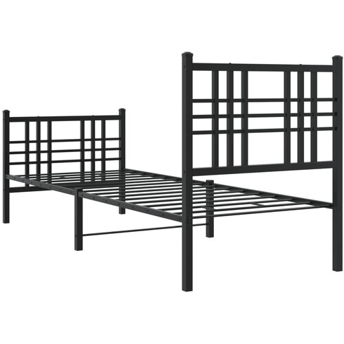  Metalni okvir kreveta uzglavlje i podnožje crni 80x200 cm Slike