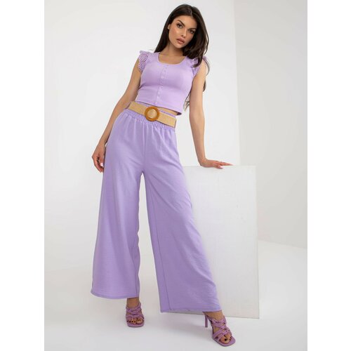 Fashion Hunters Light purple trousers made of airy fabric Slike