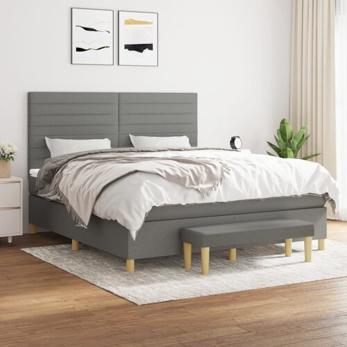 VidaXL Okvir kreveta s oprugama i madrac svjetlosivi 180x200cm tkanina Slike