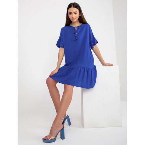 Fashion Hunters Sindy SUBLEVEL cobalt blue viscose ruffle dress Cijene