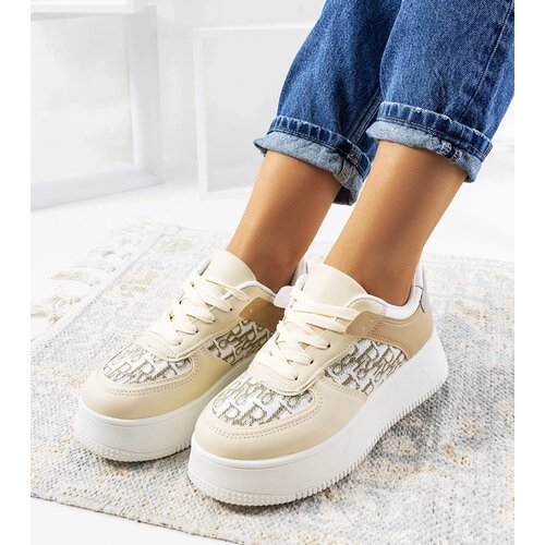 D/CEO Beige platform sneakers by Worden Slike