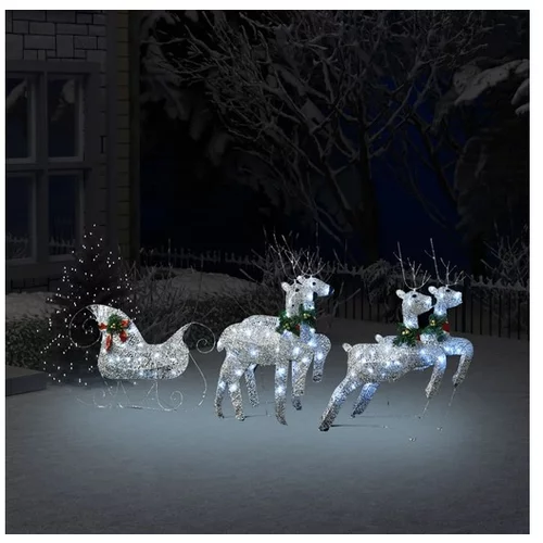  Zunanji božični jeleni s sanmi 100 LED lučk srebrne barve