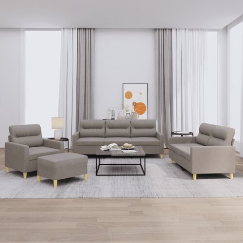  4-dijelni set sofa s jastucima smeđesivi od tkanine Cene