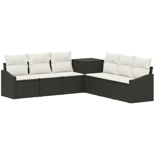  Set sofe 7 pcs Crna i krem-bijela Poli Rattan i čelik Slike