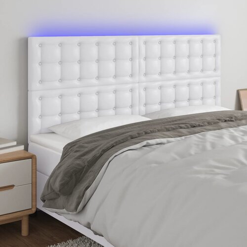 The Living Store led posteljno vzglavje belo 160x5x118/128 cm umetno usnje - led vzglavje, (21418948) Slike