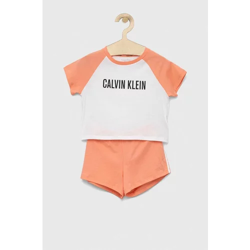 Calvin Klein Underwear Dječja pamučna pidžama boja: narančasta, s uzorkom