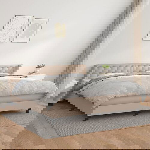 vidaXL Krevet box spring s madracem cappuccino 180x200 cm umjetna koža Cijene