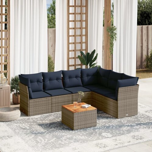 vidaXL 7-dijelni set vrtnih sofa od poliratana s jastucima sivi Cene