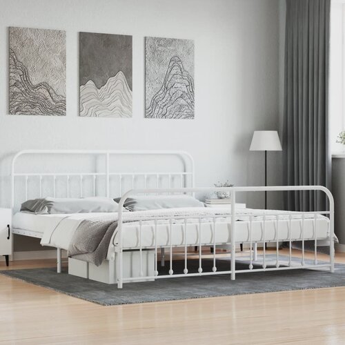 vidaXL Metalni okvir kreveta uzglavlje i podnožje bijeli 193x203 cm Cijene