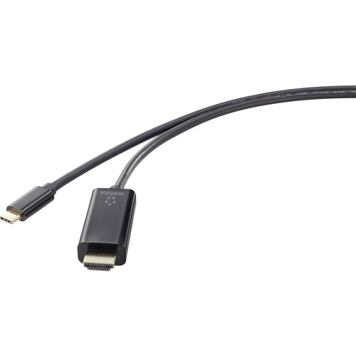 Renkforce USB-C/HDMI adapterski kabel USB-C vtič, HDMI-A vtič 0.5 m črna RF-4531590 4K UHD, dvojno oklopljen USB-C-Display kabel USB-C/HDMI, (20417733) Cene