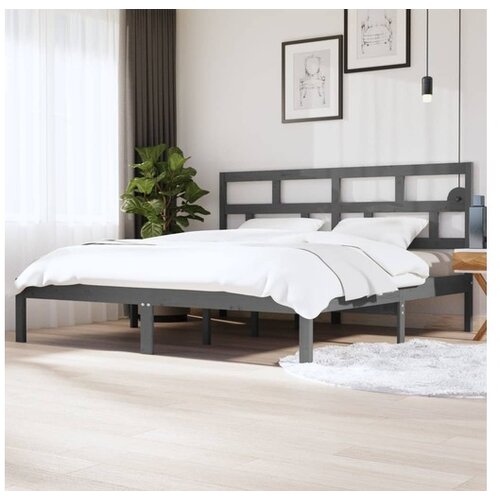  Posteljni okvir siv iz borovine 200x200 cm Cene