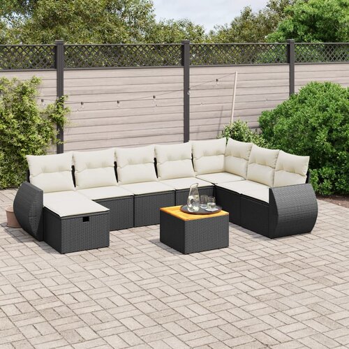 vidaXL 9-dijelni set vrtnih sofa s jastucima crni od poliratana Cijene
