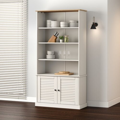 VidaXL Regal za knjige VIGO bijeli 85x35x170 cm od masivne borovine Slike