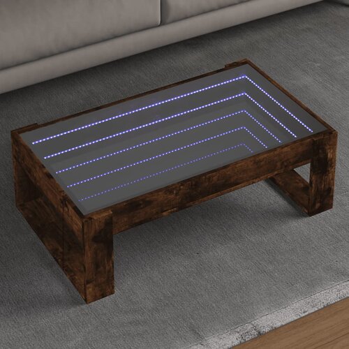 vidaXL Klubska mizica z neskončnimi LED dimljen hrast 90x53x30 cm Cene
