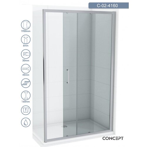 Copen Tuš paravan C-02-4160 Atlas srebrni ram 160x195cm providno staklo Cene