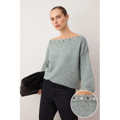 TRENDYOLMILLA ženski duks Twoaw26Kz00273, Mint-Grey Cene
