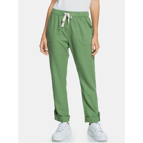 Roxy Green Linen Pants with Pockets - Women