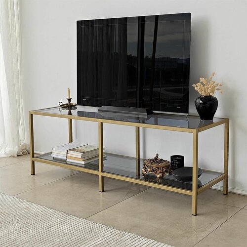 HANAH HOME basic - dark grey, gold dark greygold tv stand Slike