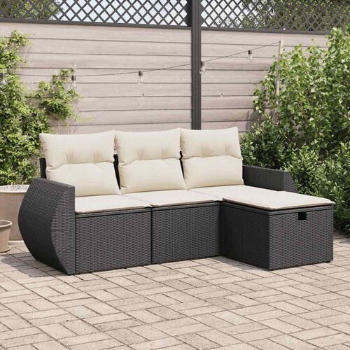  4-dijelni set vrtnih sofa od poliratana s jastucima crni Cijene