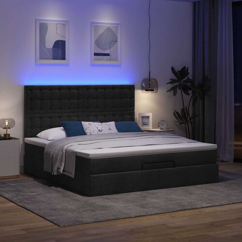 VidaXL Otomanski posteljni okvir z vzmetnico črn 180x200 cm blago Slike