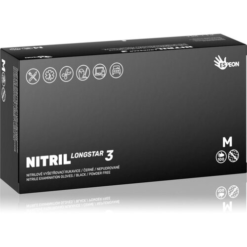 Espeon Nitril Longstar3 Black nitrilne rukavice bez pudera veličina M 2x50 kom Cijene