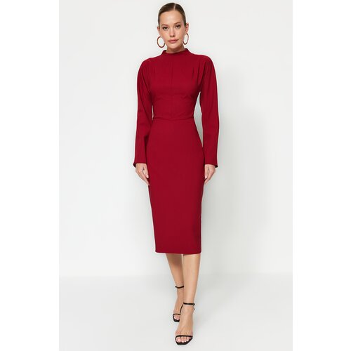 Trendyol Claret Red Chiffon Midi Dress Slike