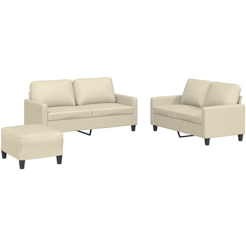 Maison Chic Sedežna garnitura - kavč 3-delna z blazinami krem umetno usnje, (21728812) Cene