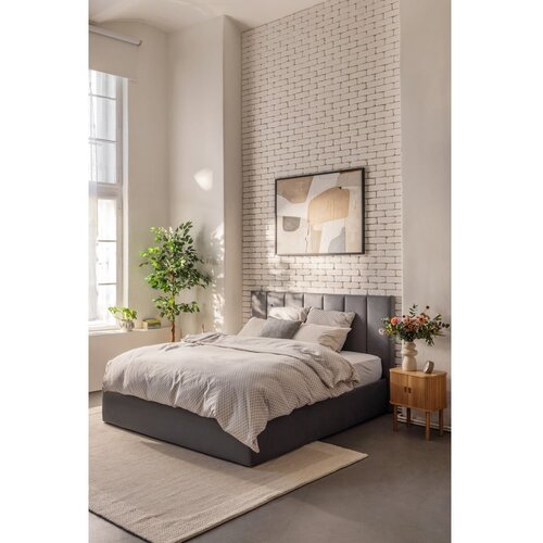 Bonami Selection Sivi tapecirani bračni krevet s podnicom i prostorom za odlaganje 180x200 cm Thessa Bold Line &amp;ndash; Slike
