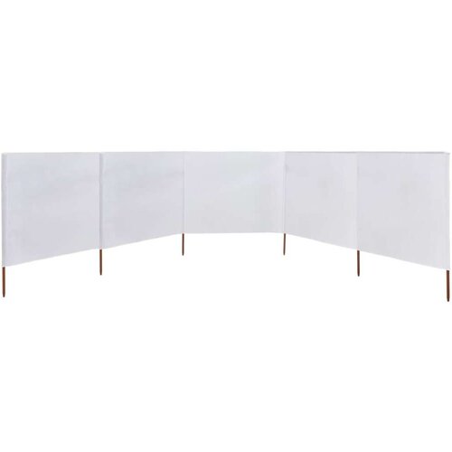  Vjetrobran s 5 panela od tkanine 600 x 160 cm pje&amp;scaron;čano bijeli Slike