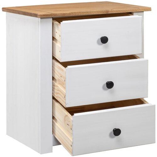 Maison Chic Nočna omarica - Nočna miza bela 46x40x57 cm borovina Panama Range, (21690495) Slike
