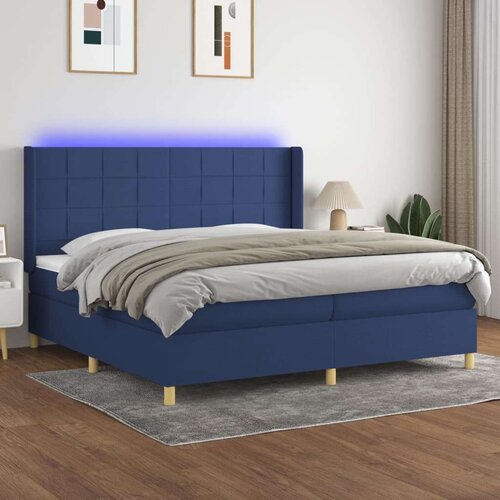  Box spring postelja z vzmetnico LED modra 200x200 cm blago, (20761059) Slike