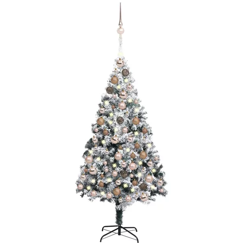 vidaXL umjetno božićno drvce LED s kuglicama zeleno 180 cm PVC